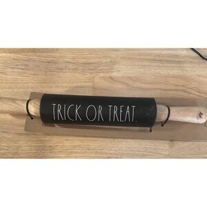 Rae Dunn‎ Halloween Trick or Treat Rolling Pin 15" New black and white